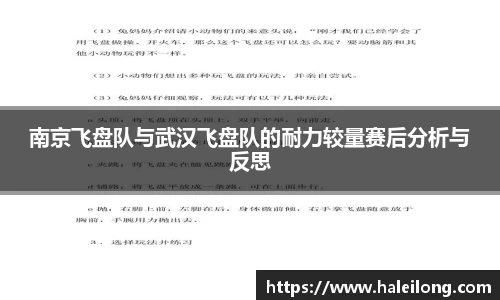 南京飞盘队与武汉飞盘队的耐力较量赛后分析与反思